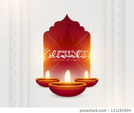 elegant happy diwali religious white background design 131285934