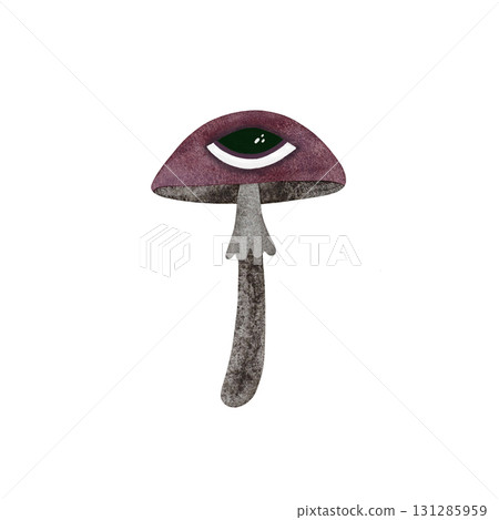 Watercolor magic mushroom. Stylized pink mushroom with eye isolated on white background. Watercolor magic mushroom. Stylized pink mushroom with eye isolated on white background. 131285959