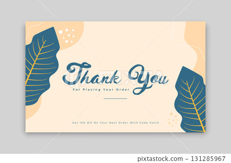 elegant thank you for order template with leaves design 131285967