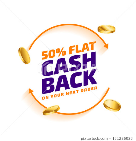 flat 50 percent cashback promo offer template for web marketing 131286023