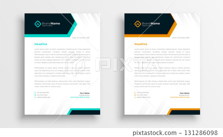 geometric style corporate letterhead layout in collection of two geometric style corporate letterhead layout in collection of two 131286098