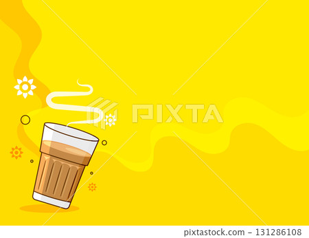 glass of tea or chai yellow background with text space glass of tea or chai yellow background with text space 131286108
