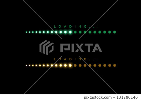 glowing neon dotted loading process bar dark background 131286140