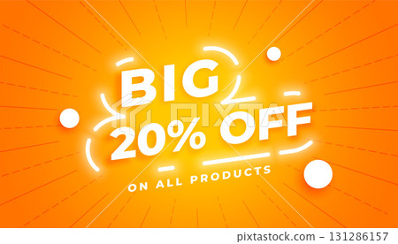 glowing special sale banner get 20 percent off on all products 131286157