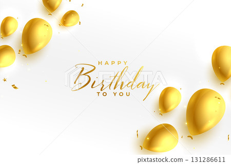 happy birthday event party banner with decorative golden balloons happy birthday event party banner with decorative golden balloons 131286611