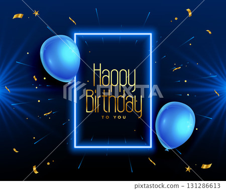 happy birthday to you lettering with 3d balloon and golden confetti 131286613