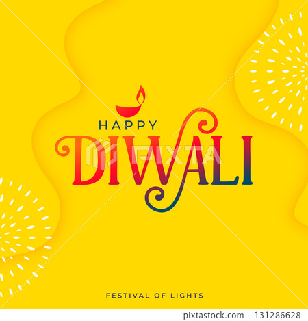 happy diwali wishes yellow background 131286628