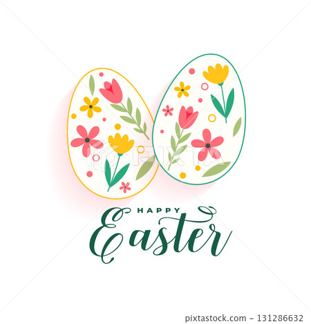 happy easter day greeting card with artistic eggs design happy easter day greeting card with artistic eggs design 131286632