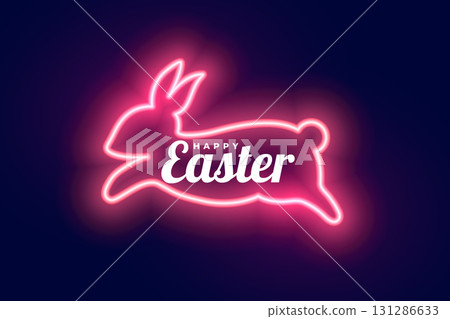 happy easter event card with glowing neon rabbit happy easter event card with glowing neon rabbit 131286633