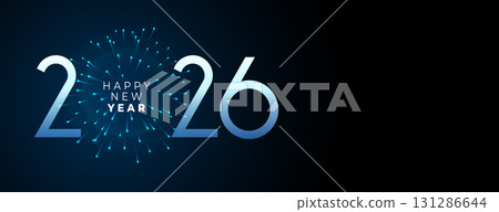 happy new year 2026 banner with firework explosion happy new year 2026 banner with firework explosion 131286644