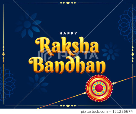 happy rakshabandhan greeting blue background with rakhi thread happy rakshabandhan greeting blue background with rakhi thread 131286674