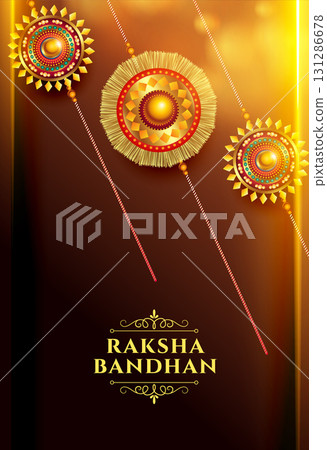 happy raksha bandhan greeting post with rakhi thread 131286678