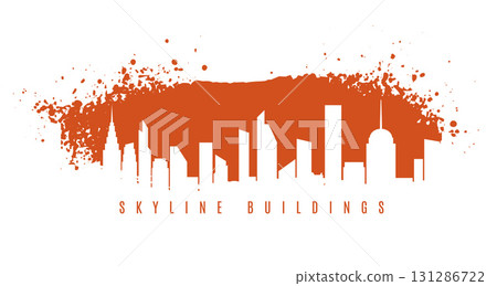 high rise skyline cityscape building silhouette with grungy effect high rise skyline cityscape building silhouette with grungy effect 131286722