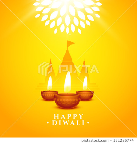 indian theme happy diwali event yellow background 131286774