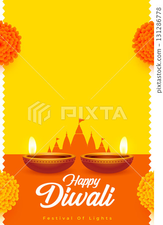 indian theme happy diwali greeting template 131286778