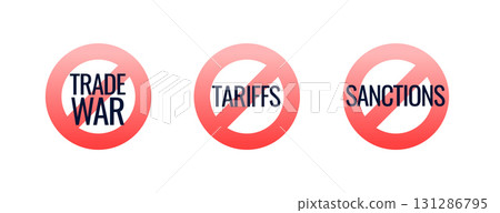 international tariff trade war ban symbol in set 131286795