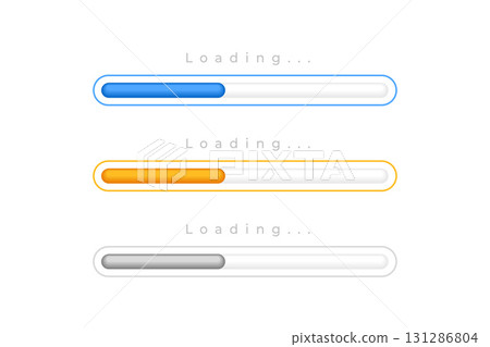 isolated 3d loading progress bar element in set of different color isolated 3d loading progress bar element in set of different color 131286804