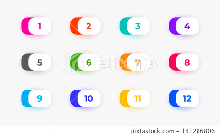 isolated button shape bullet points in set of numerical digit 131286806