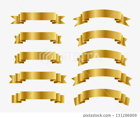 isolated golden ribbon banner in set isolated golden ribbon banner in set 131286809
