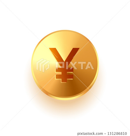 isolated japanese money yen golden coin in 3d style isolated japanese money yen golden coin in 3d style 131286810