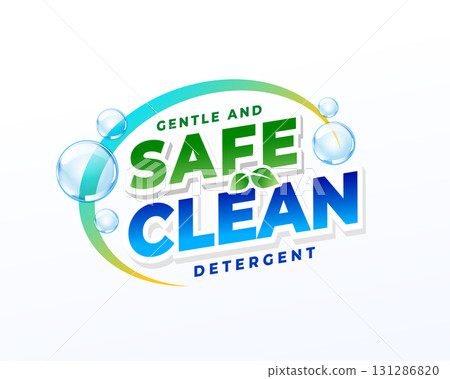 laundry detergent powder label for safe and clean wash 131286820