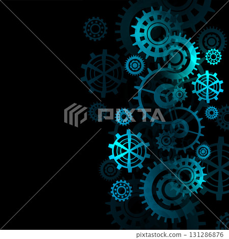 mechanical gear wheel transmission background with text space 131286876