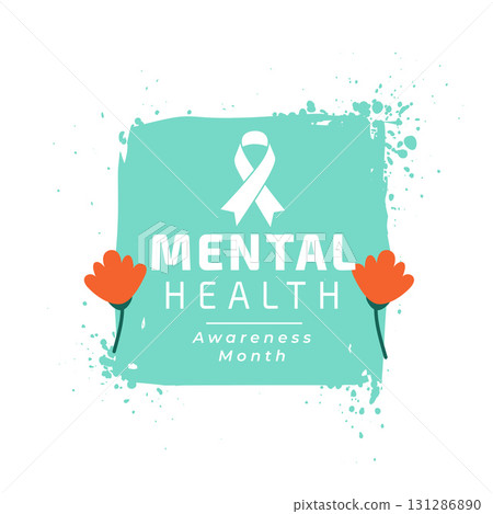 mental health awareness grungy background with flower 131286890