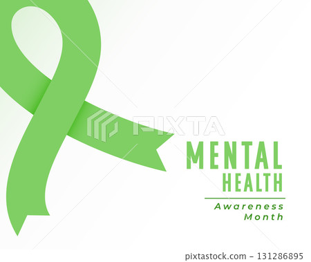Mental health awareness month green ribbon design vector Mental health awareness month green ribbon design vector 131286895