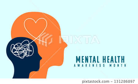 mental health awareness poster with human head 131286897
