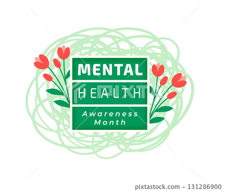 mental health care awareness background with floral design 131286900