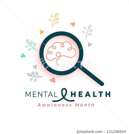 mental health wellness background with magnify design 131286934