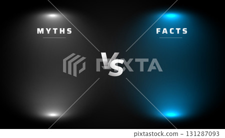 myths versus facts battle concept with spot light effect 131287093
