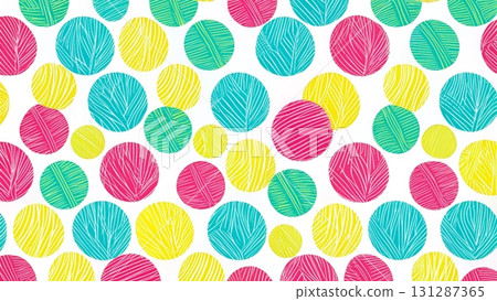 Seamless pattern of hand-drawn crosshatch circles in different soft pastel colors background  131287365