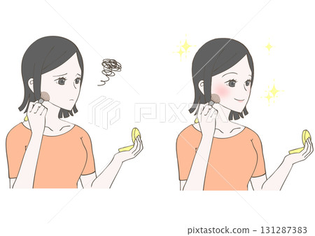 一位女士用小鏡子化妝的插圖集 一位女士用小鏡子化妝的插圖集 131287383