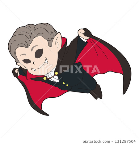 Cute chibi-style Dracula illustration (Halloween material) 131287504