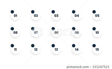 1 to 15 number bullet points element in collection 131287523