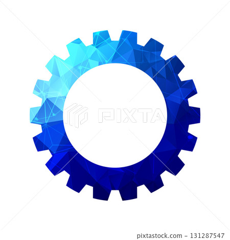 paper cut style gear symbol background with low poly effect paper cut style gear symbol background with low poly effect 131287547
