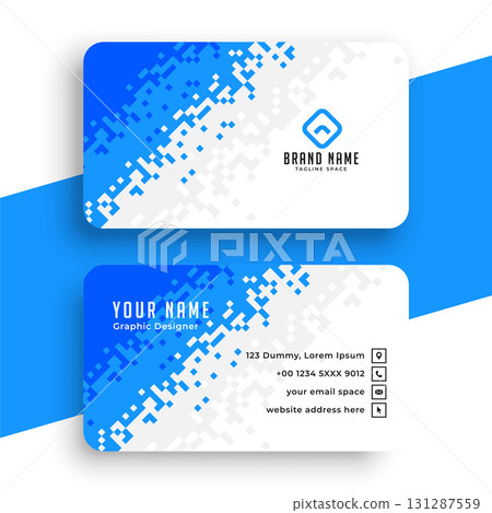 particle style abstract corporate business card layout for company biz 131287559