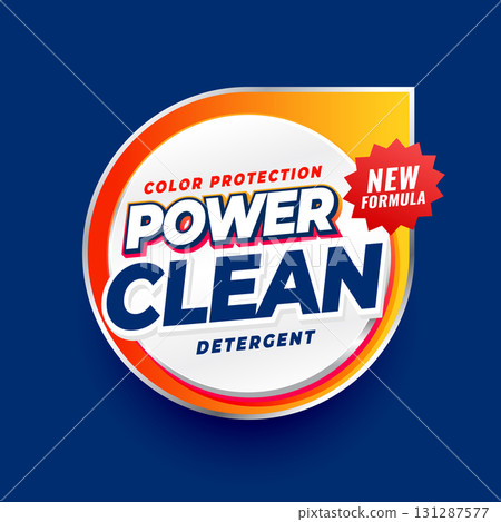 power cleaner detergent label sticker for washing brand promo 131287577
