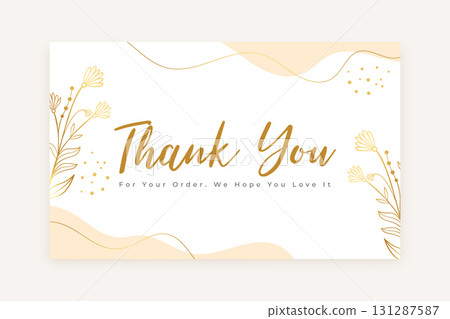premium thank you for your order template with golden flower 131287587