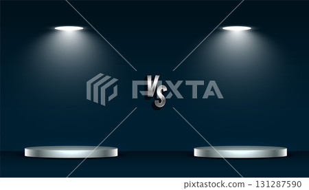 product contest versus banner with 3d podium platform and spot light effect product contest versus banner with 3d podium platform and spot light effect 131287590