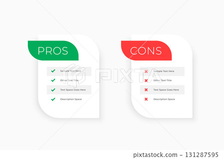 pros and cons compare list design 131287595