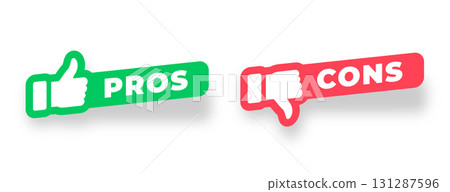 pros and cons icon sticker design 131287596