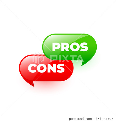 pros and cons sign button design 131287597