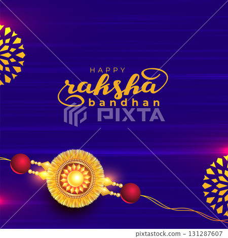 raksha bandhan cultural background with golden wristband 131287607