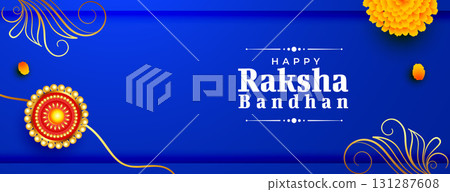 raksha bandhan greeting blue wallpaper with flower design 131287608