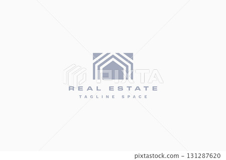 real estate logo with geometric arcs sign 131287620