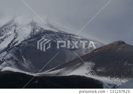 The various faces of snow-capped Mount Fuji and its side volcano, Mount Hoei 5 The various faces of snow-capped Mount Fuji and its side volcano, Mount Hoei 5 131287628