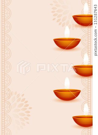 realistic glowing diya template for diwali celebration 131287643