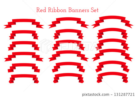 set of empty red label element banner for award or event decor set of empty red label element banner for award or event decor 131287721